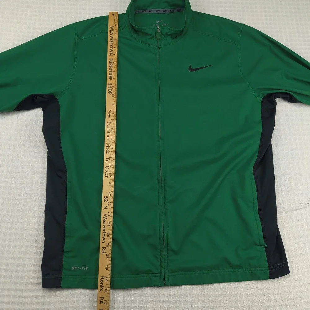 Nike‎ Mens Dri-Fit Full Zip Track Jacket XL Green Black Mock Neck Athletic Coat